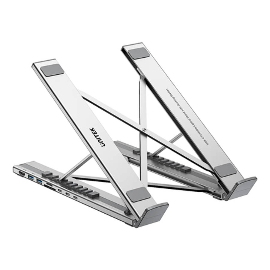 Unitek - USB-C Foldable Laptop Stand 7IN1 Replicator 100W Power Delivery - Unitek - USB-C Foldabl...