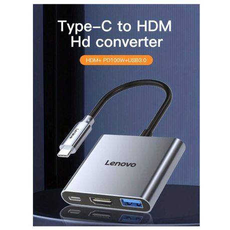 LENOVO - High-Speed Aluminum Alloy USB Hub - Grey