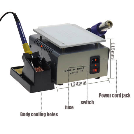 3 in 1 Hot Air Station with LCD Separator & Soldering Iron, Model: KADA 9803D+