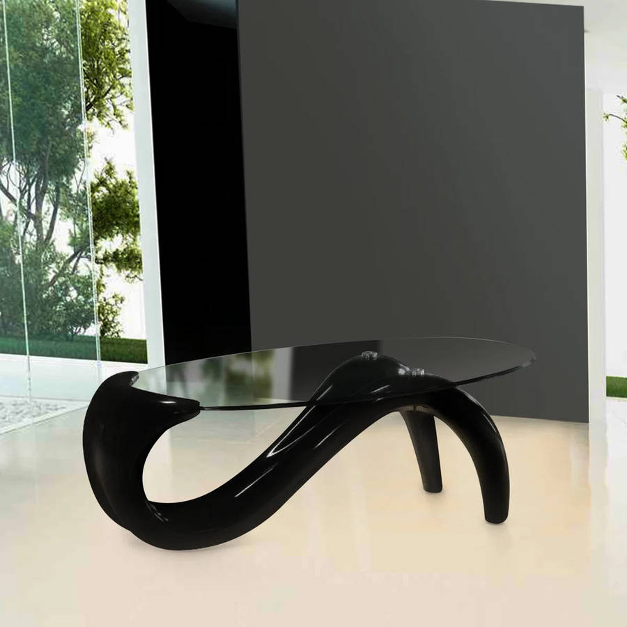 Glass Top Oval Coffee Table-Black