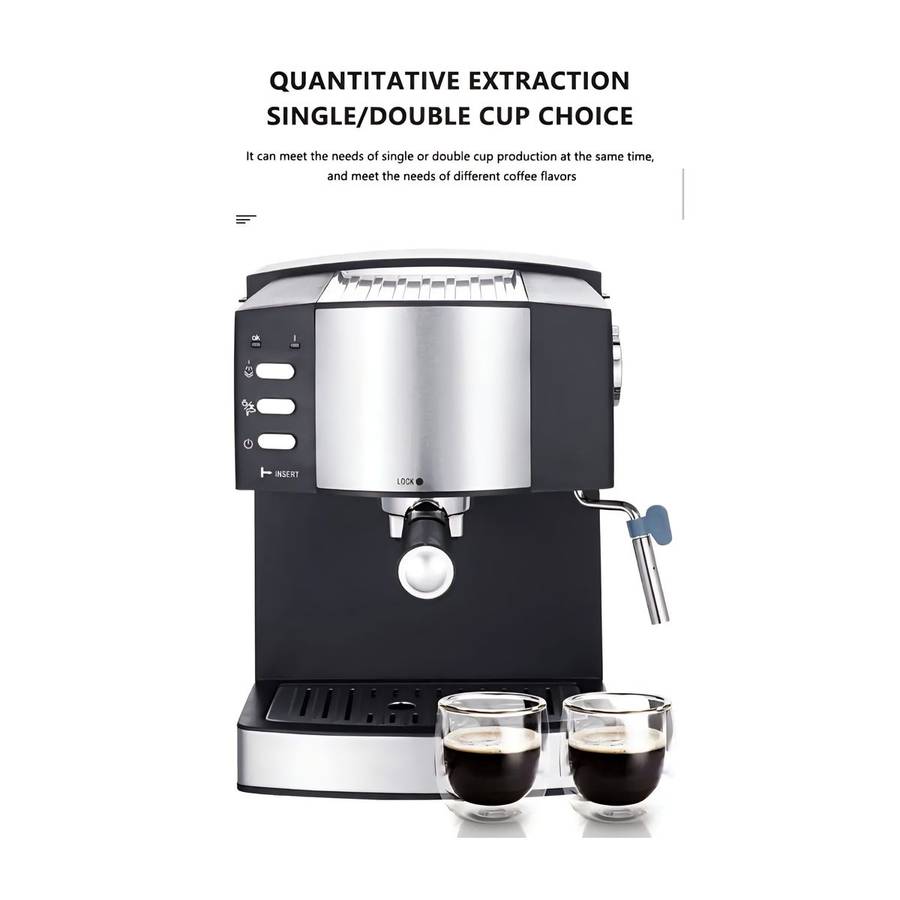 850W 15Bar Espresso Coffee Maker 1.6L With Filter Holder & Measuring Scoop