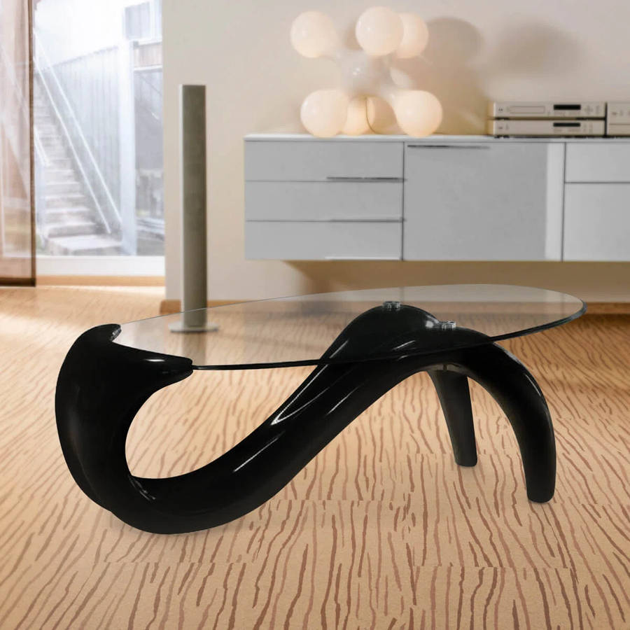 Glass Top Oval Coffee Table-Black