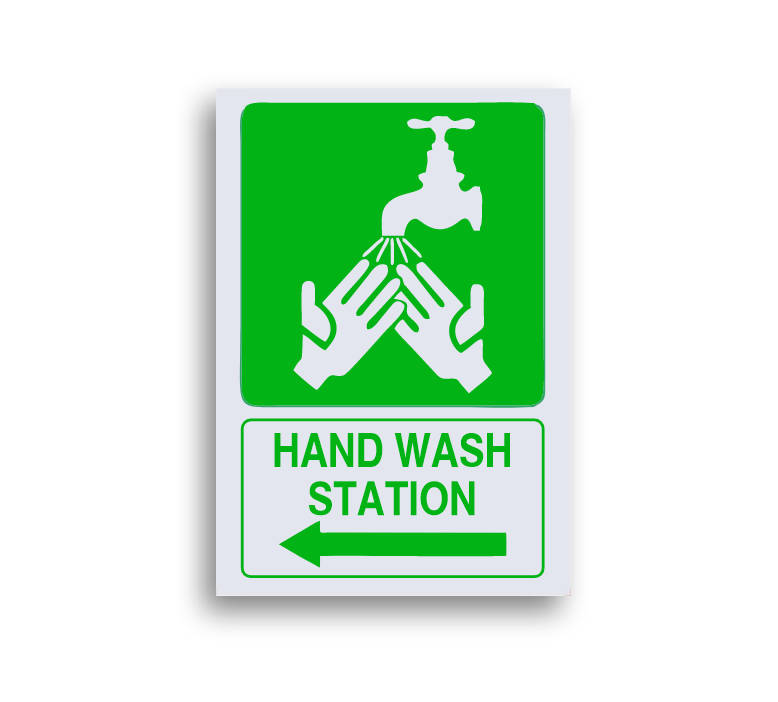 Hand Wash Station Directional Safety Sign - ABS Sign Board