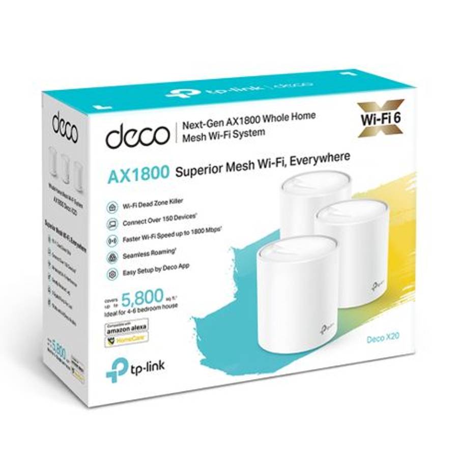 Tp-Link - Deco X20(3-Pack) AX1800 Whole-Home Mesh Wi-Fi 6 System - Tp-Link - Deco X20(3-Pack) AX1...