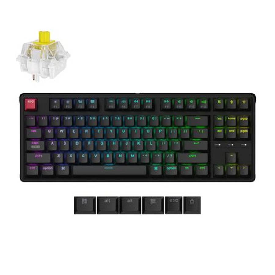 Keychron - C3 Pro 80% 8K Super Banana Switch Hot-swappable RGB Wired Custom Mechanical Keyboard -...