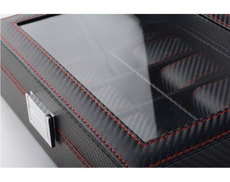 Jack Brown Luxury 10-Slot Leather Watch Display Box - Black (READ DESCRIPTION)