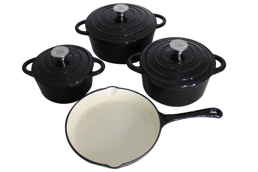 LMA 7 Piece Cast Iron Dutch Oven Cookware Set - Black (PLEASE READ DESCRIPTION)