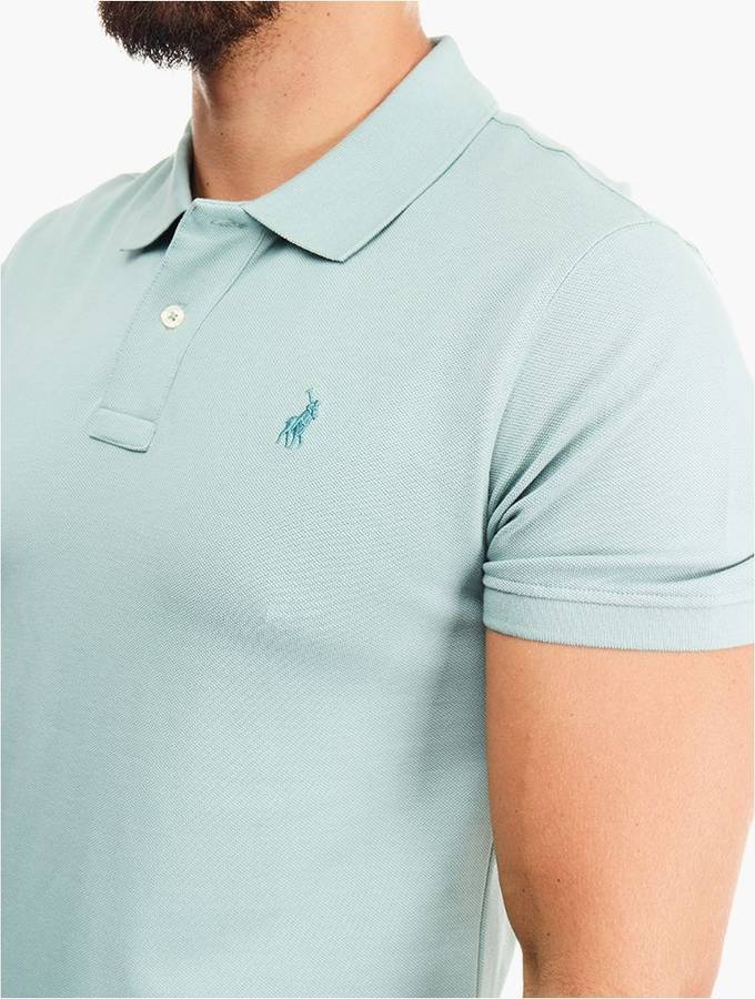 POLO Men`s Classic Pique Short Sleeve Golfer - Aqua