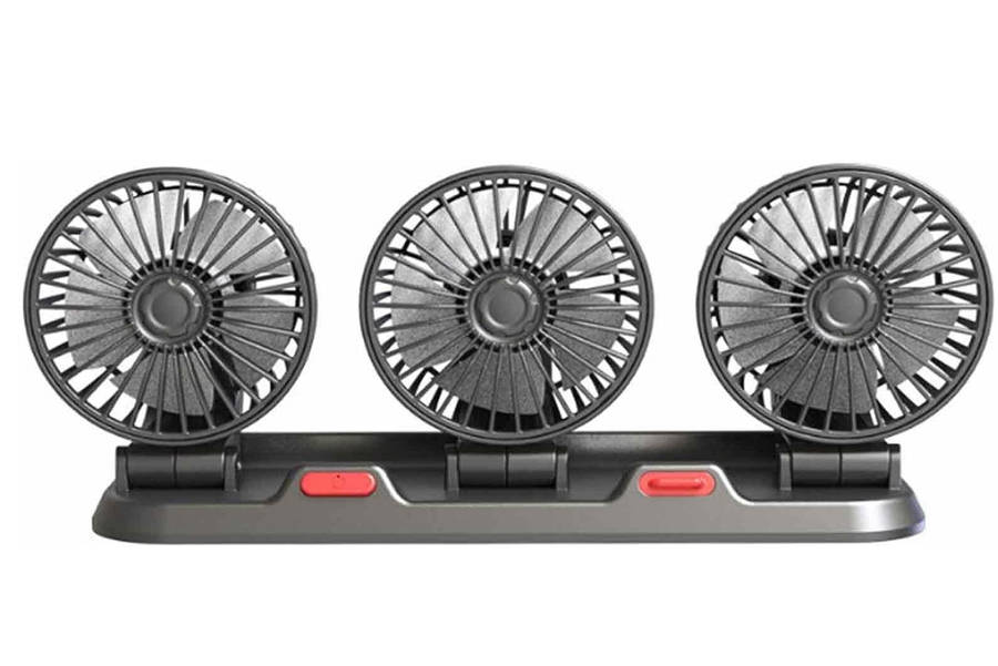Car Fan 3 Head Fan for SUV - USB/12V/24V Cooling Fan 2 Stage Car Fan-Black