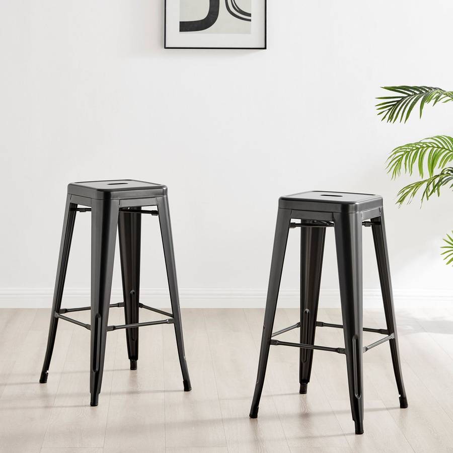 Metal stackable bar stools- 2 Pack - Black
