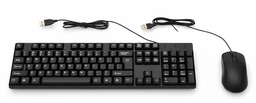 Essential Wired Keyboard & Mouse Combo - Full-Size, Plug-and-Play
