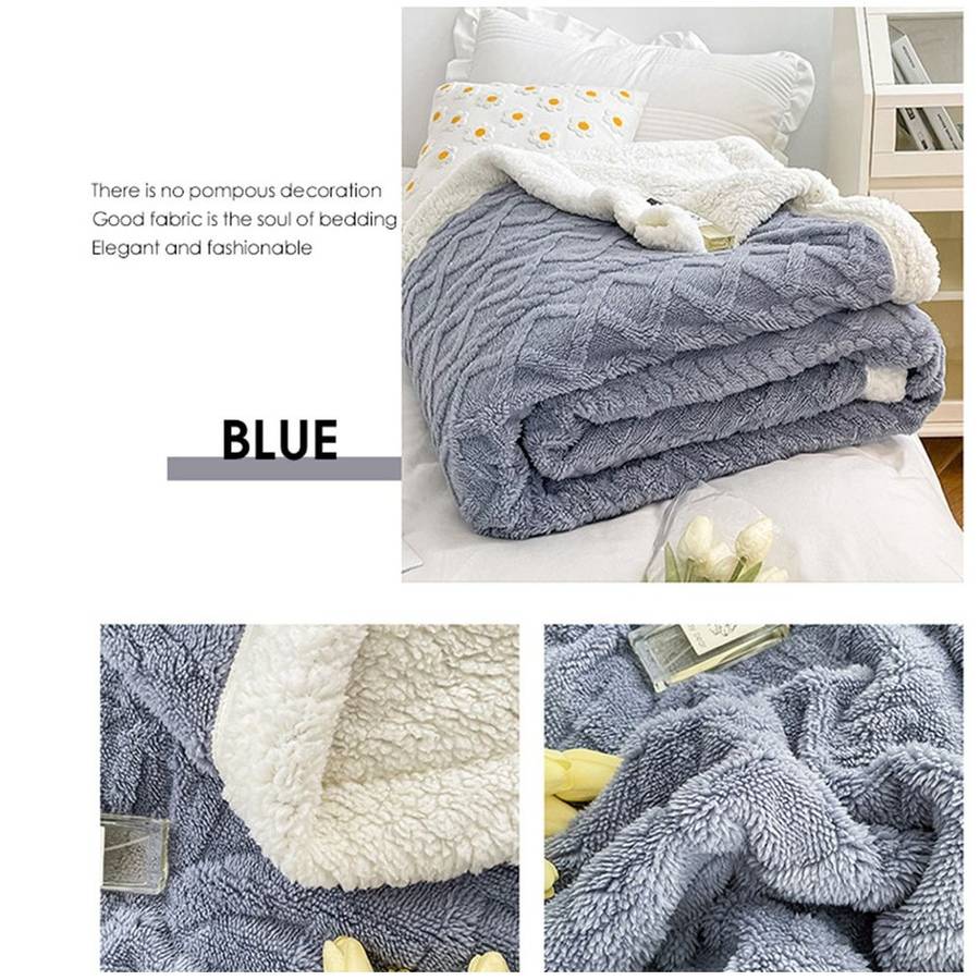 200x230 Sherpa Throw Blanket - Blue