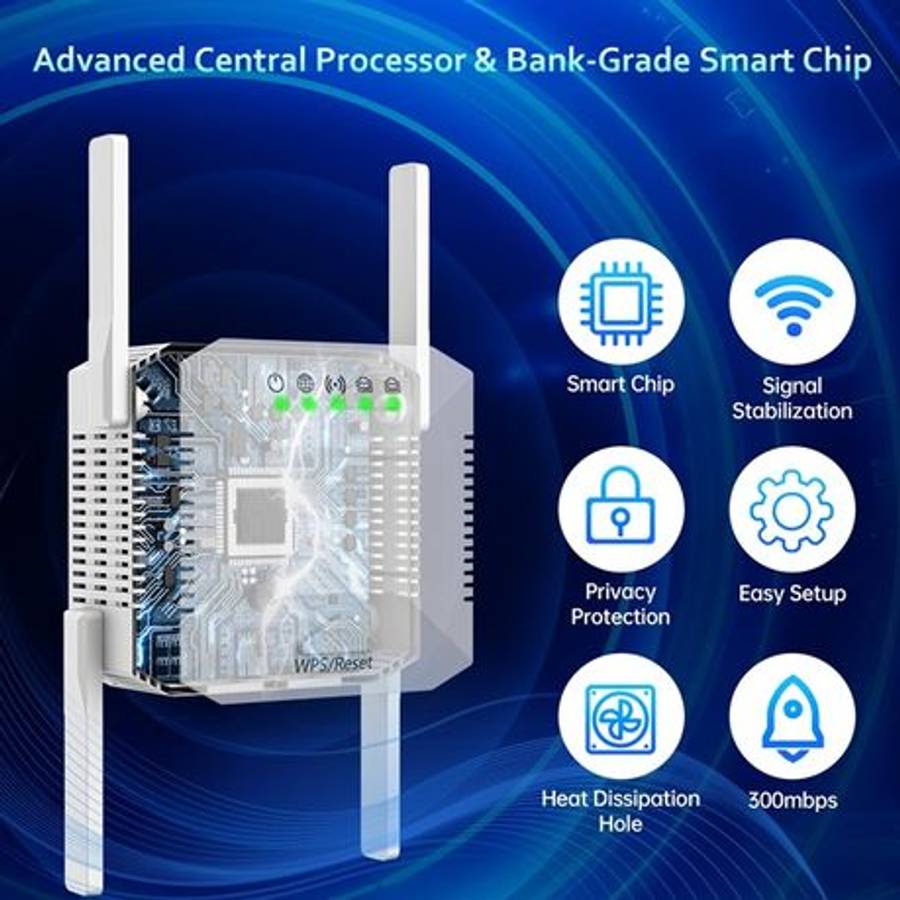 1200Mbps Wi-Fi Range Extender Dual Band 5/2.4GHz Wireless Internet Repeater