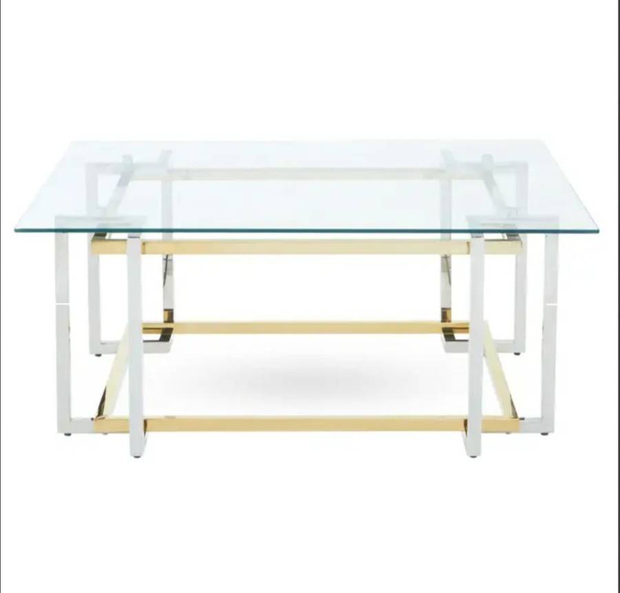 New gold square glass coffee table
