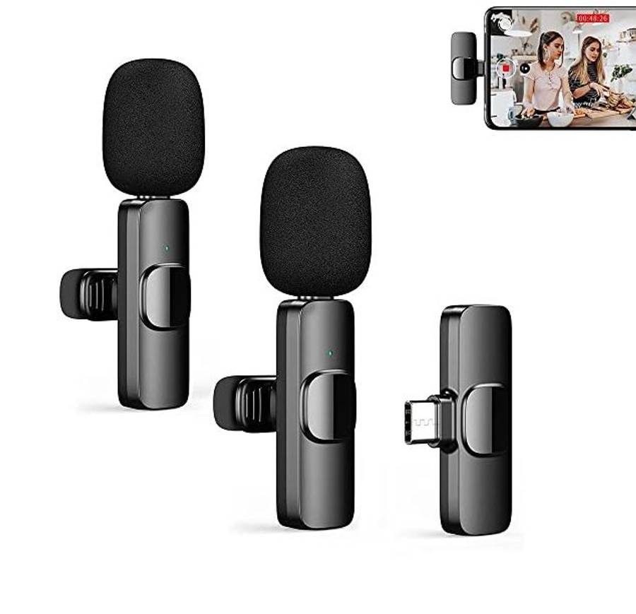 K9 Wireless Dual Lavalier Microphone Portable Audio Video Recording