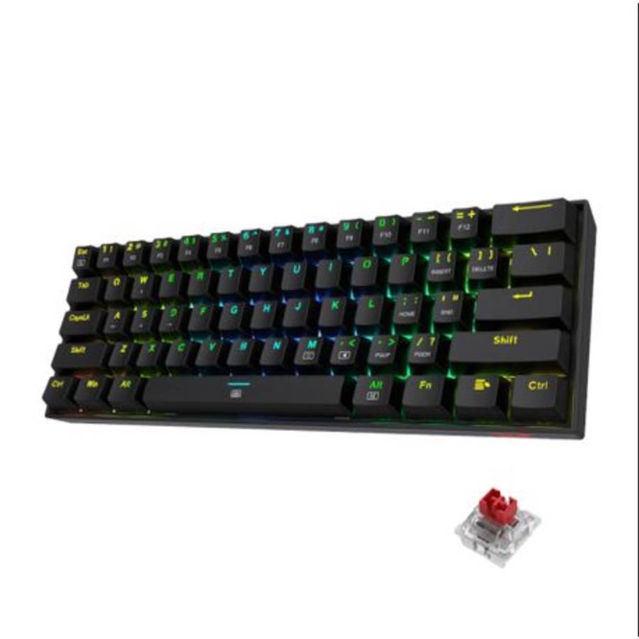 Redragon - Dragonborn Wired Mechanical Keyboard RGB 61 Key Design - Black - Redragon - Dragonborn...