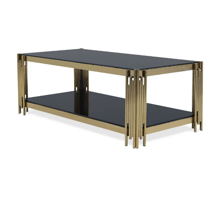 Amaretti Black/Gold Glass Rectangular Coffee Table