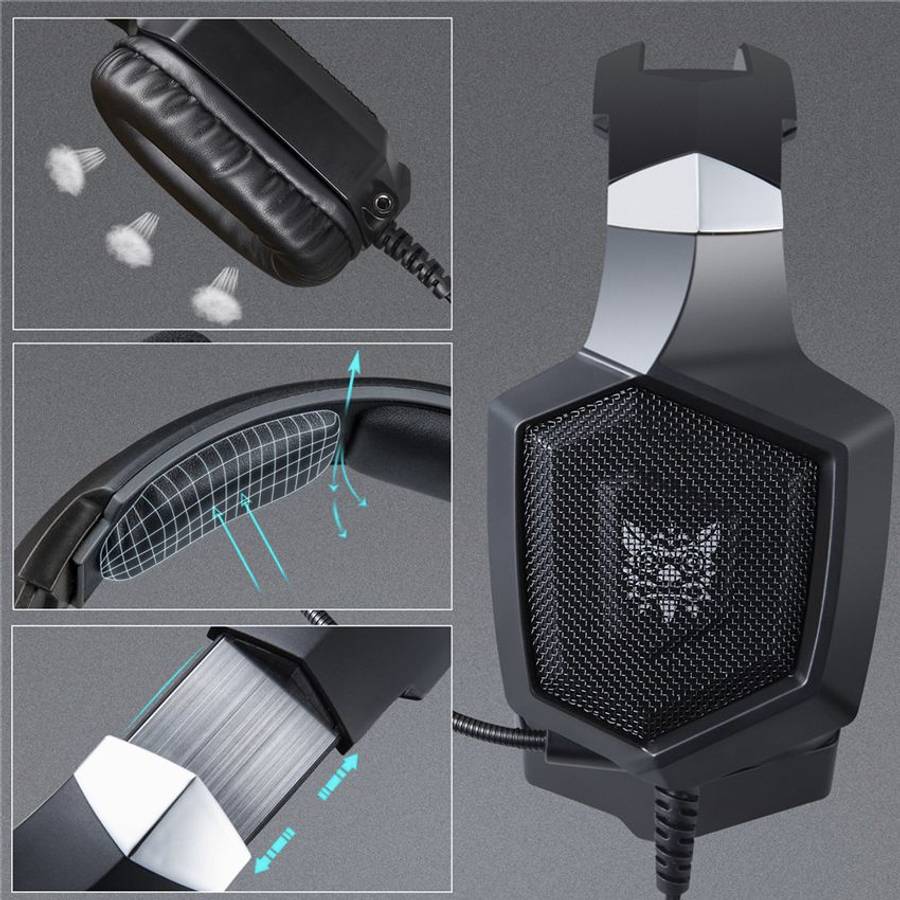 ONIKUMA K8 3.5mm Gaming Headphones with Mic & RGB LED Lights Black - Open Box