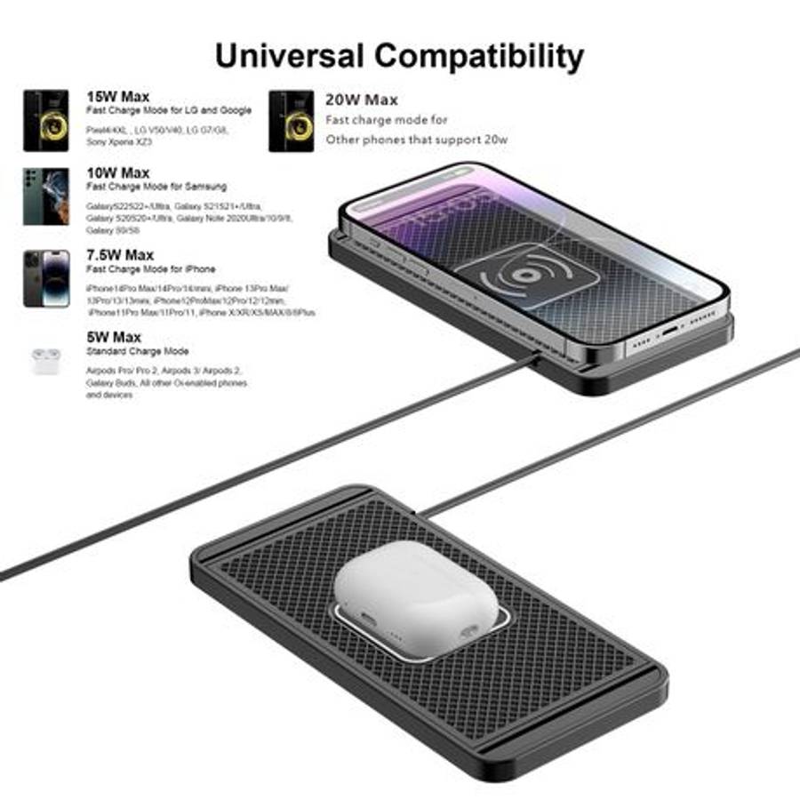 Vehicle Non-Slip Wireless Car Charger, Cuttable - 1m USB