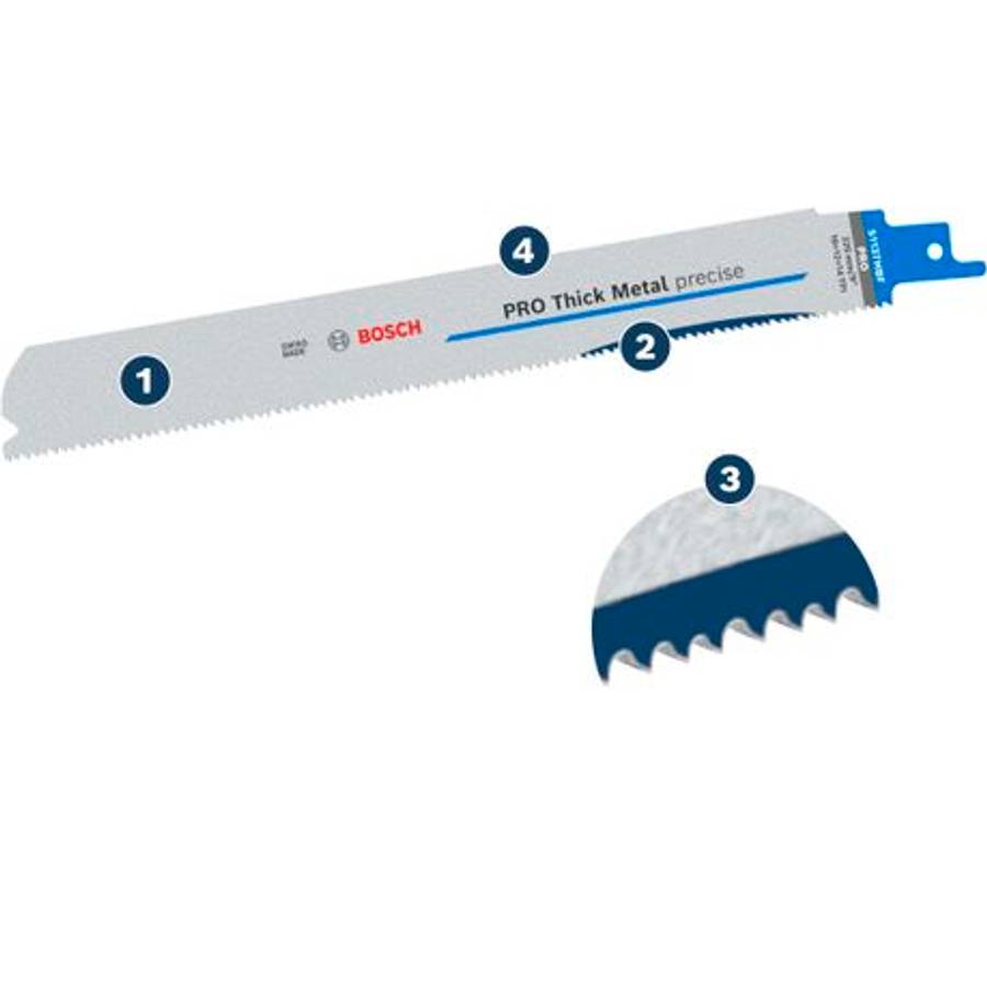 Bosch - PRO Thick Metal precise S1137HBF Blade, 1.1 x 25 x 225 mm, 5 pcs - Bosch - PRO Thick Meta...