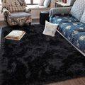 Light fluffy shaggy Rug/Carpet 150X200CM - Black