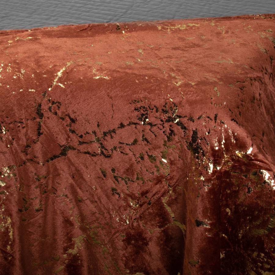 FLEECEX Metallic Marble Plush Fleece Blanket & Throw -180 x 200 cm - Brown