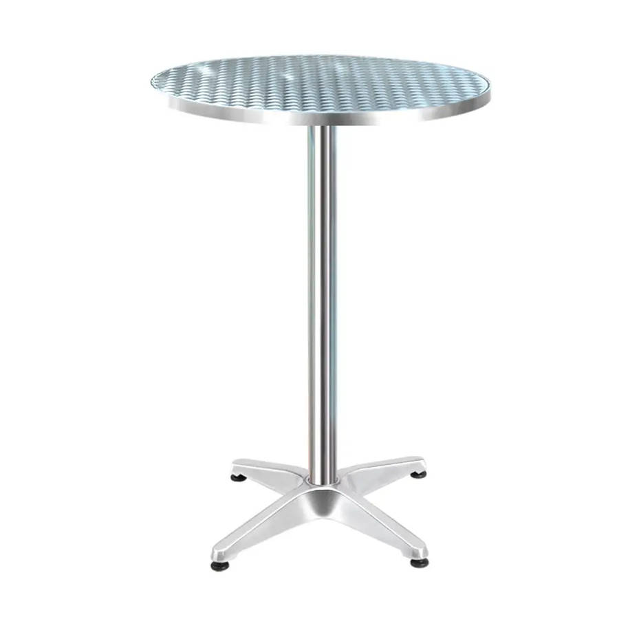 Round Cocktail Bar Table - 60cm Silver Top