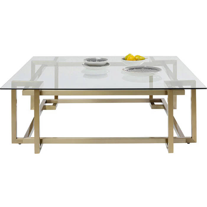 New gold square glass coffee table
