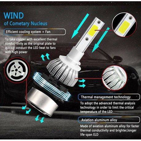 Dual Beam C6-H4 Car LED Headlight (3 Pin)