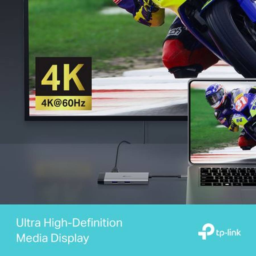 Tp-Link - USB-C 9-in-1 Hub | 4K HDMI | 100W PD | Gigabit LAN | SD/microSD - Tp-Link - USB-C 9-in-...