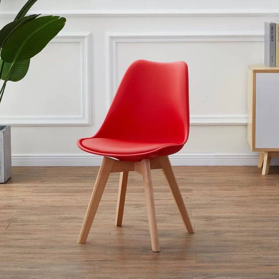 Dining Chair Set of 2 padded seat - Red Colour