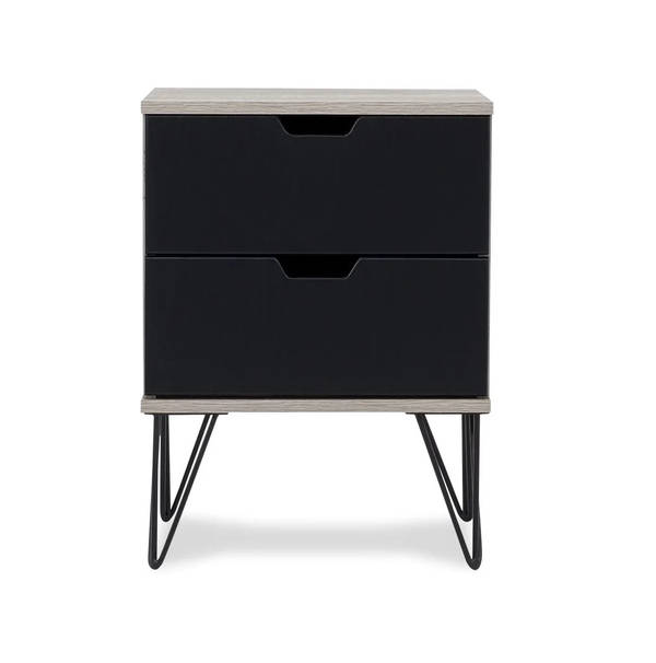 2 Draw Pedestal Engineered Wood Bedside Table - 2 Pack