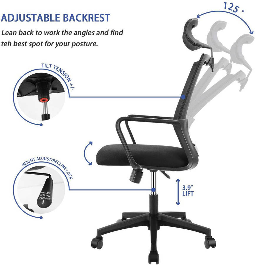 Office Executive Chairs with Headrest - Pack of 2  Black Colour