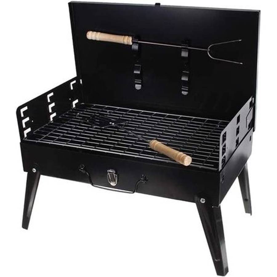 Portable Folding Grill BBQ Camping Braai Stand with Turner + Fork