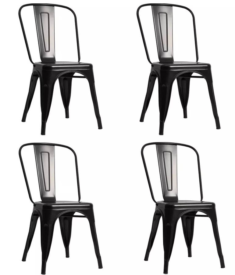 Metal stackable chair outdoor/indoor use- Black 4 pack
