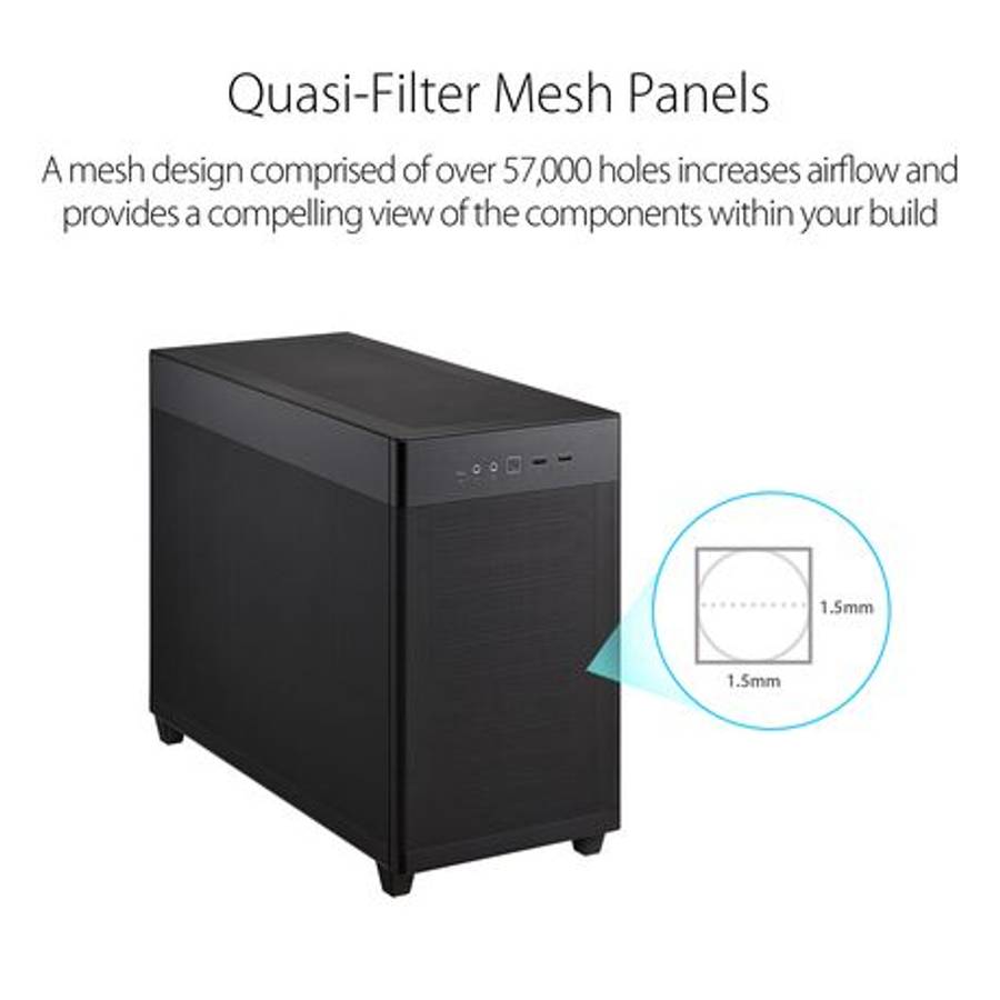 Asus - Prime AP201 Mesh MicroATX Chassis - Black - Asus - Prime AP201 Mesh MicroATX Chassis - Black