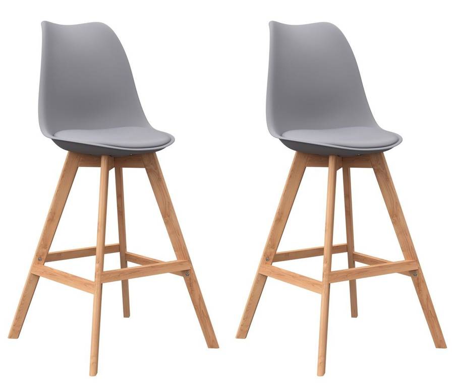 Modern And Stylish Padded Bar Stool-2 Pack - Grey