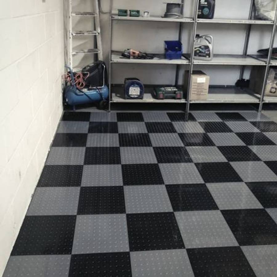PVC Interlocking Rubber Floor Tile - Gym Mats (Pack of 4 - 1sqm) - Grey