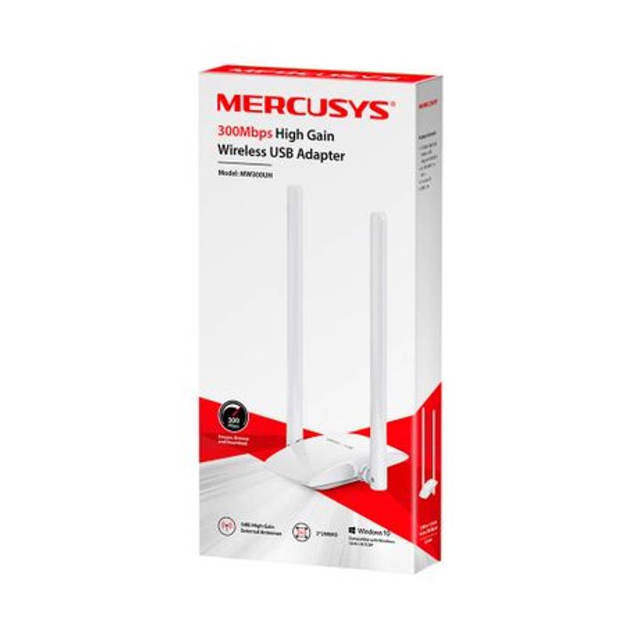 Mercusys - MW300UH 300Mbps High Gain Wireless USB Adapter with 2×5dBi Antenna - Mercusys - MW300...
