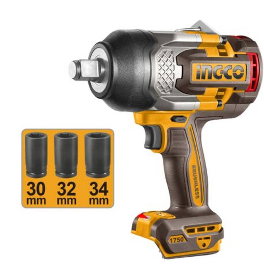 Ingco -Brushless Cordless Impact Wrench (20V ) - 3/4" Drive - Tool Only - Ingco -Brushless Cordle...