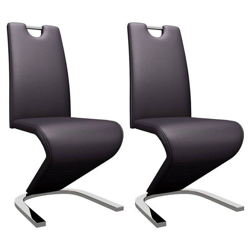 Dining Chairs  - Set of 2 Z-Shape Luxury and Modern - Brown Colour