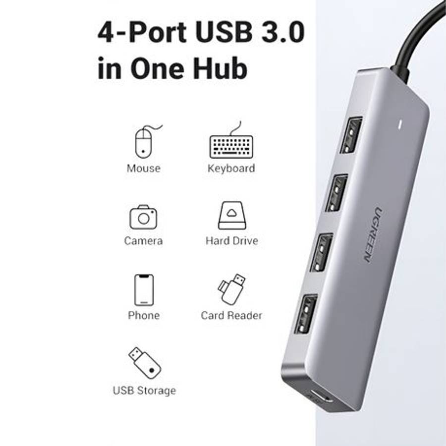 Ugreen - 4-in-1 Type-C Hub | USB 3.0 | Type-C - Ugreen - 4-in-1 Type-C Hub | USB 3.0 | Type-C