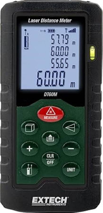 Extech (DT60M) Laser Distance Meter, 0.05m to 60m, LCD, 2 x AAA