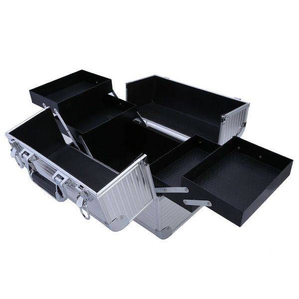 Aluminium Storage Cosmetics Makeup Case - Silver