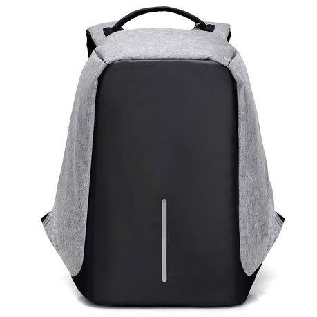 Anti-theft Travel Backpack Laptop School Bag with USB Charging Port - Grey