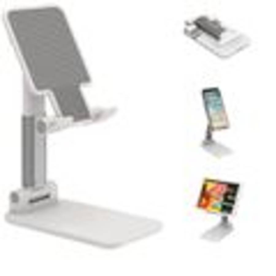 Folding Metal Tablet PC PAD Telescopic Phone Holder Adjustable Stand Desktop Lazy ... (COLOR: WHITE)