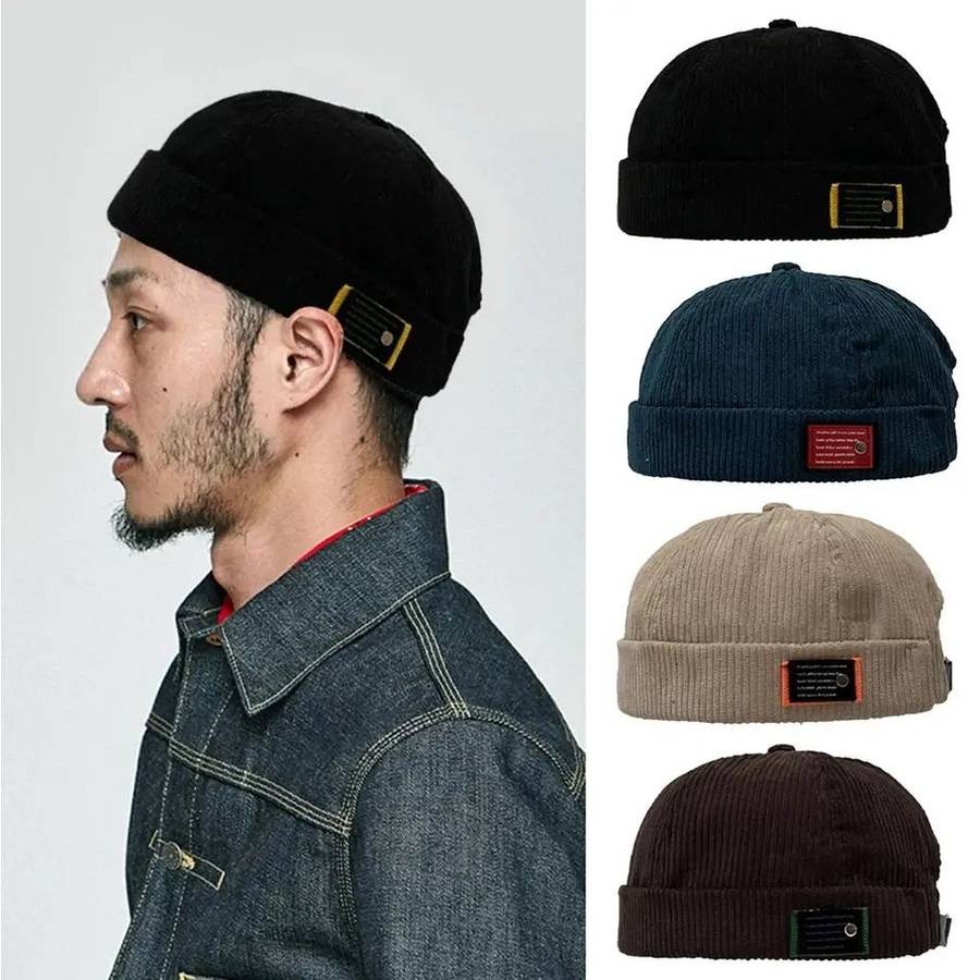 Corduroy Brimless Docker Cap/ Beanie Hat