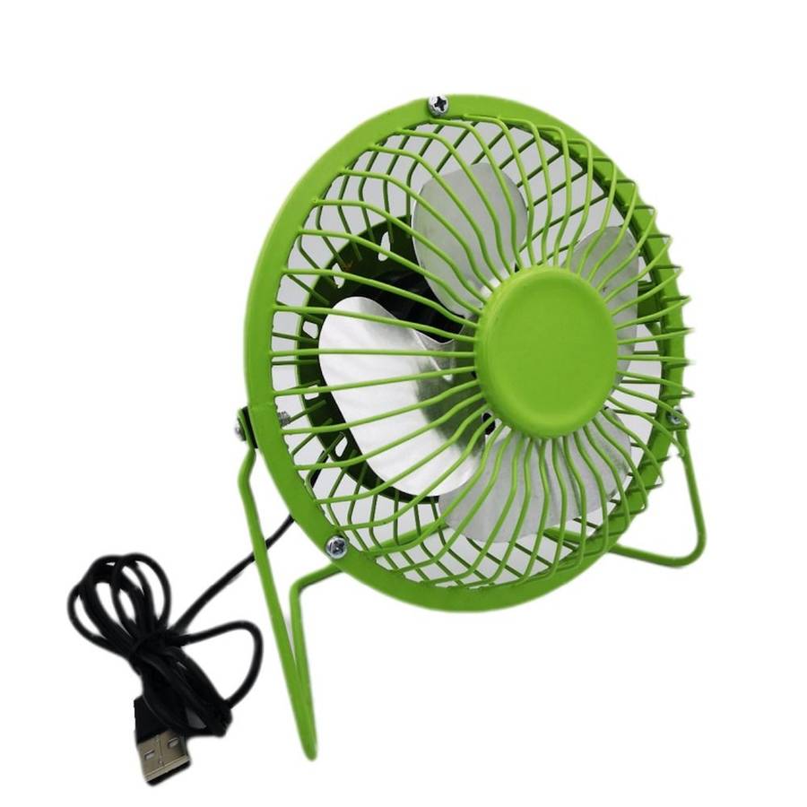 USB Mini Desk Fan Green - 4 Inch - Metal