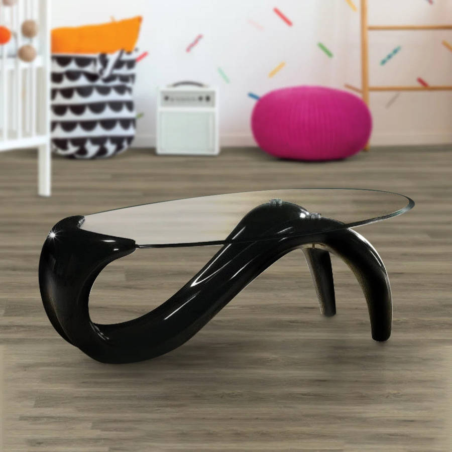Glass Top Oval Coffee Table-Black