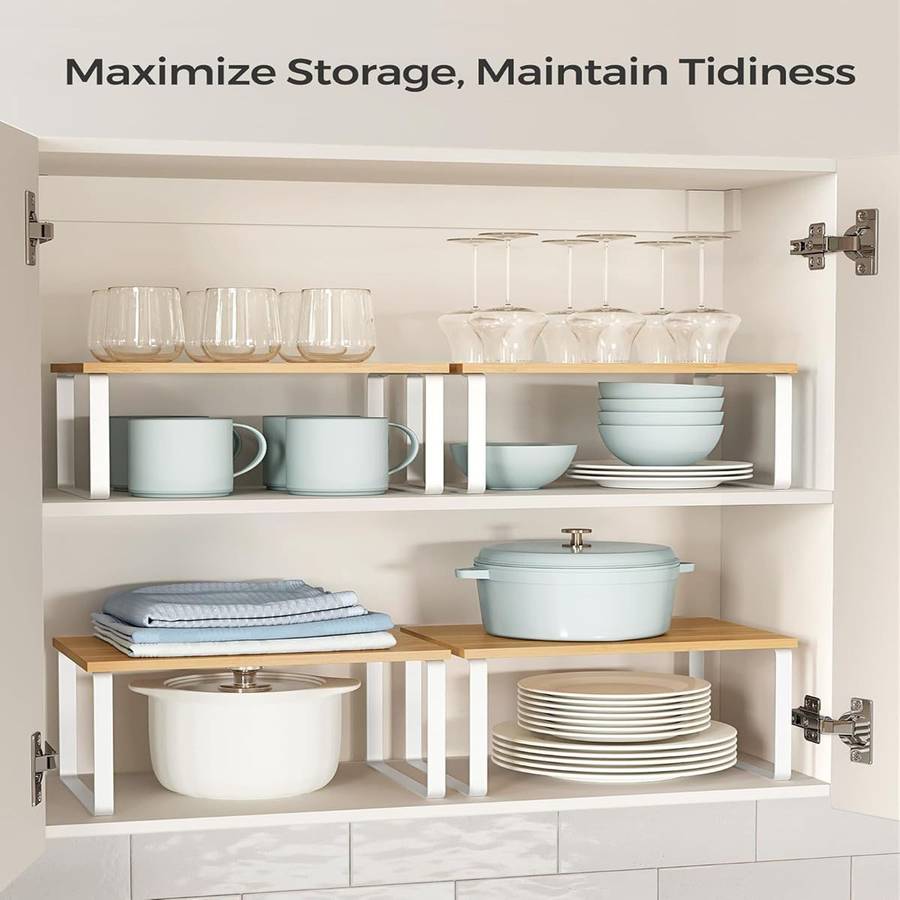Stackable Kitchen Cabinet Organiser Shelf Counter Storage